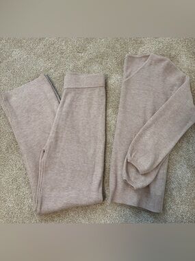 Knit Two-Piece Lounge Set in Taupe